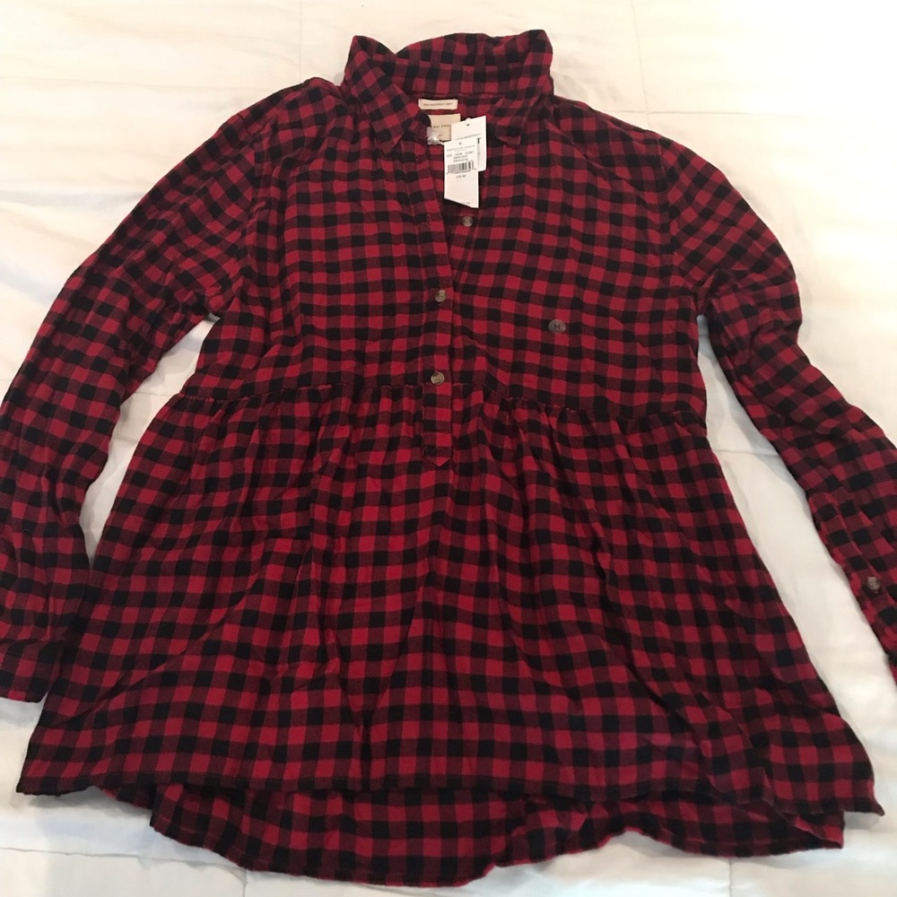 American Eagle Red Flannel Shirt - baby doll fit